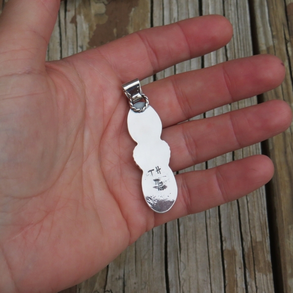 SOLD 925 Natural Kingman Turquoise & Rainbow Moonstone Statement Pendant NEW - Picture 7 of 7